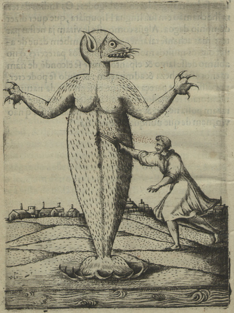 Gravura em Gandavo, 1576 – Cap. IX: Do monstro marinho que se matou na capitania de Sam Vicente no anno de 1564