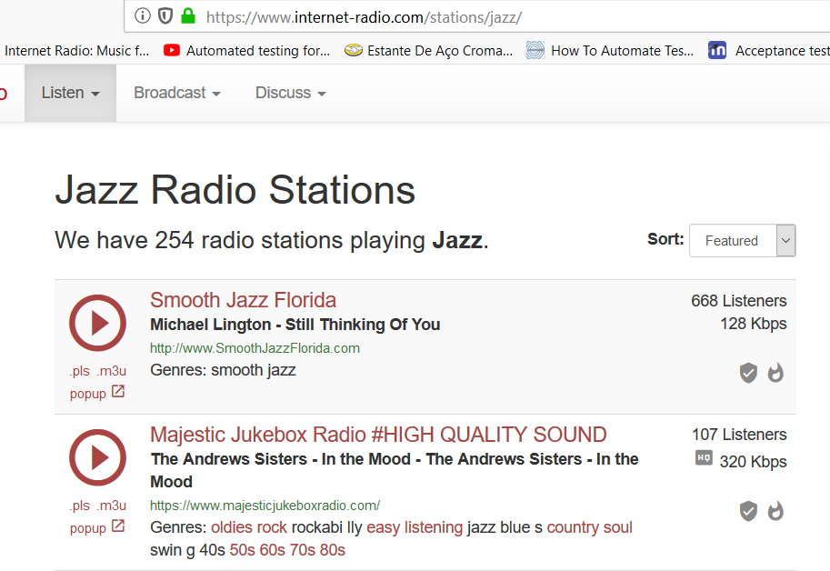 tela de https://www.internet-radio.com/stations/jazz/