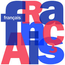 le mot "français" écrit en rouge et bleu