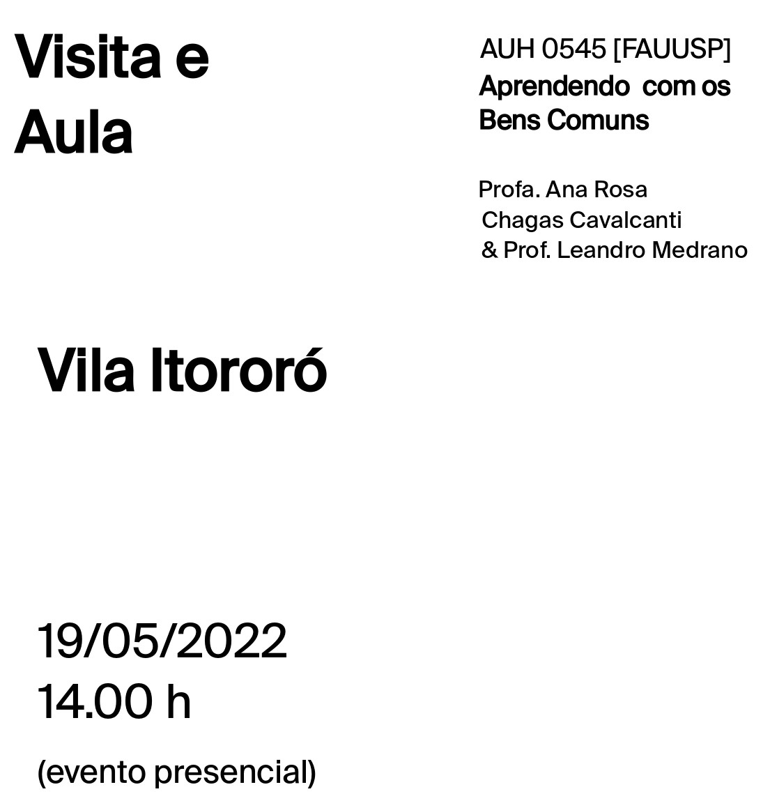 Poster visita Vila itororó
