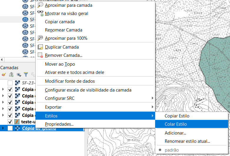 colar estilo no QGIS